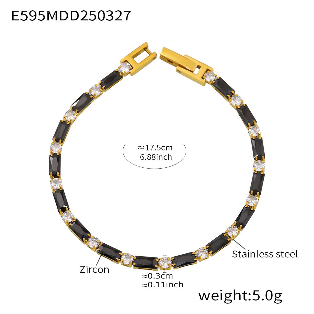 Colorblocked Zirconia Claw Chain Bracelet