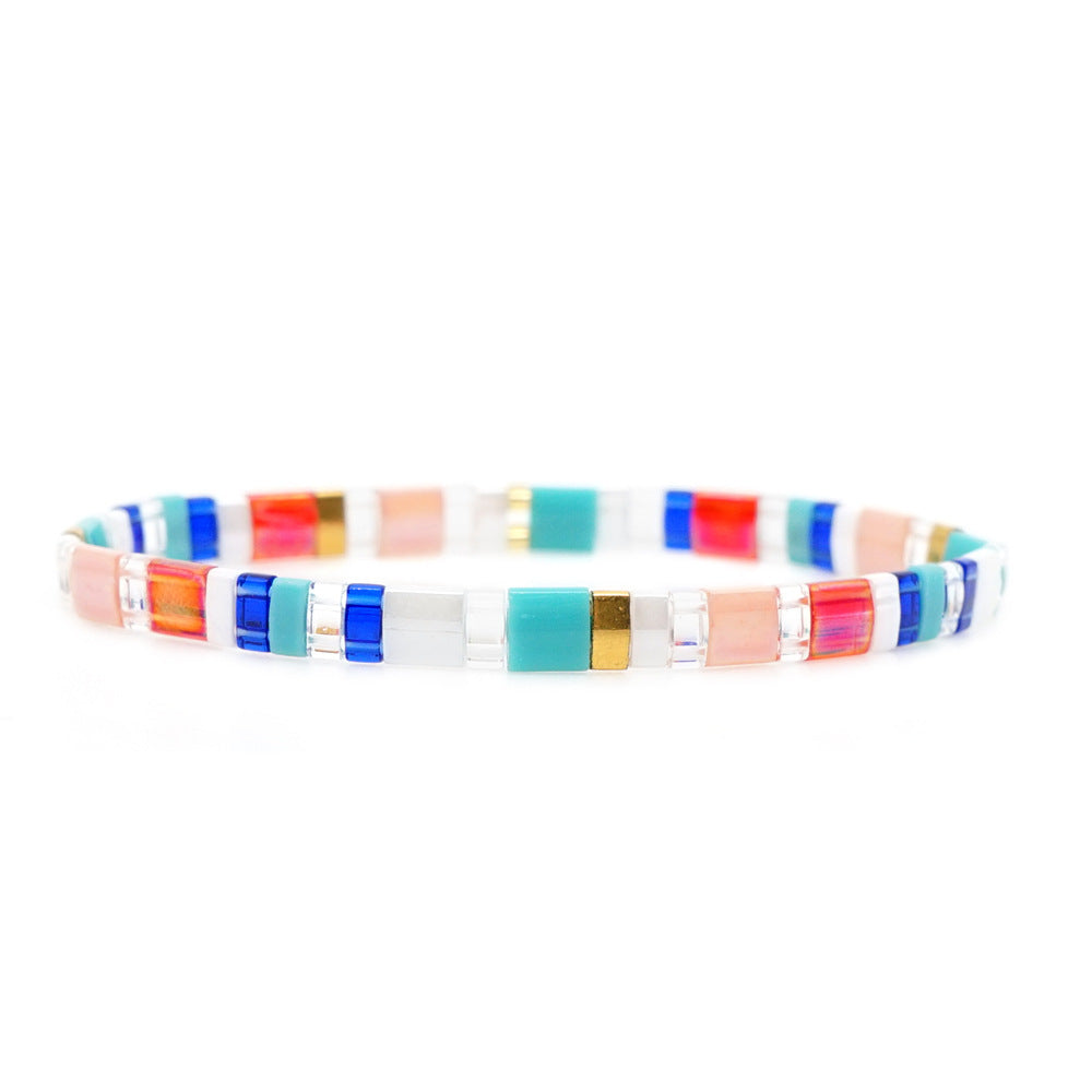 Tiramisu Rainbow Bead Bracelet Couple