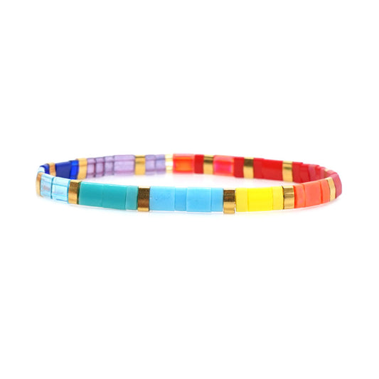 Tiramisu Rainbow Bead Bracelet Couple