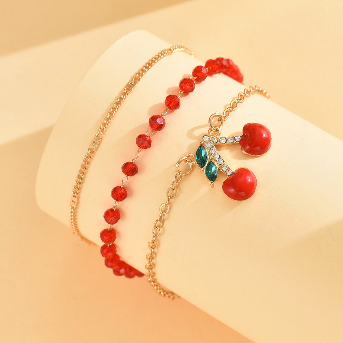 Diamond-Studded Cherry Foot Chain