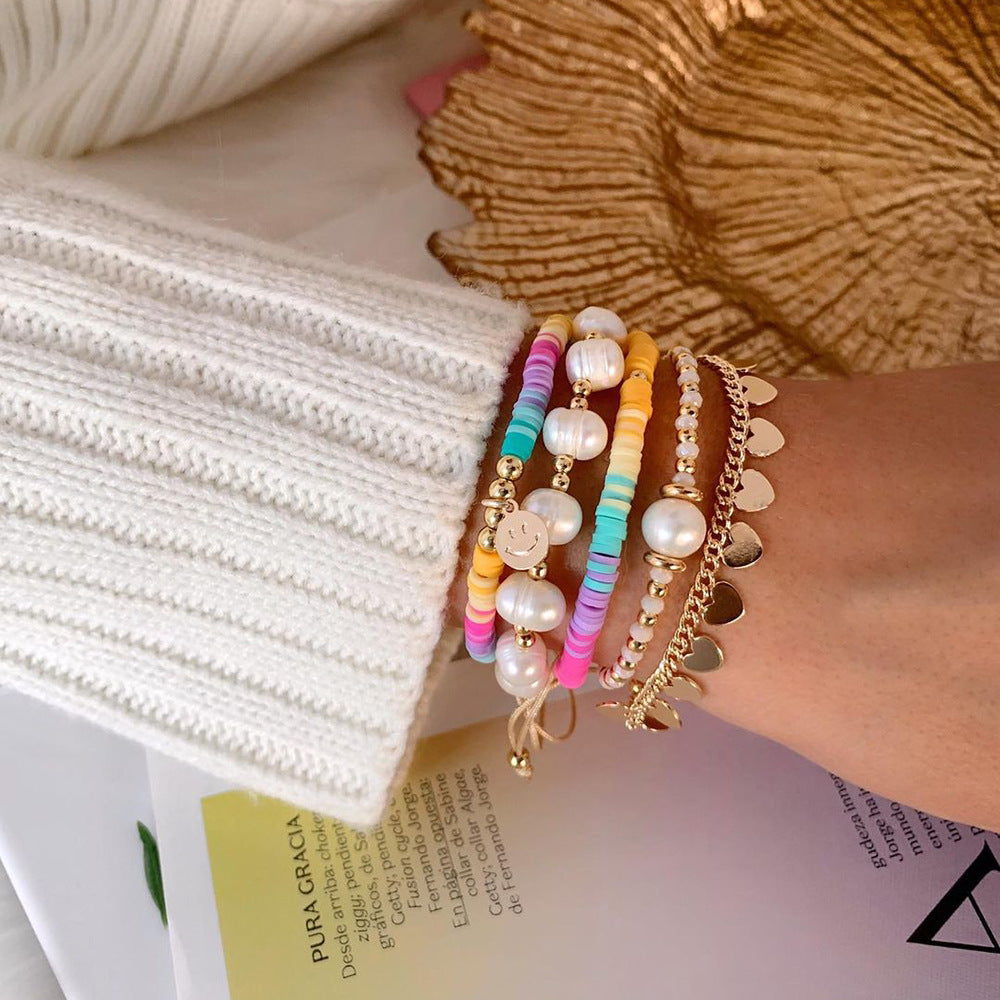 Rainbow Soft Pottery Chip Bracelet