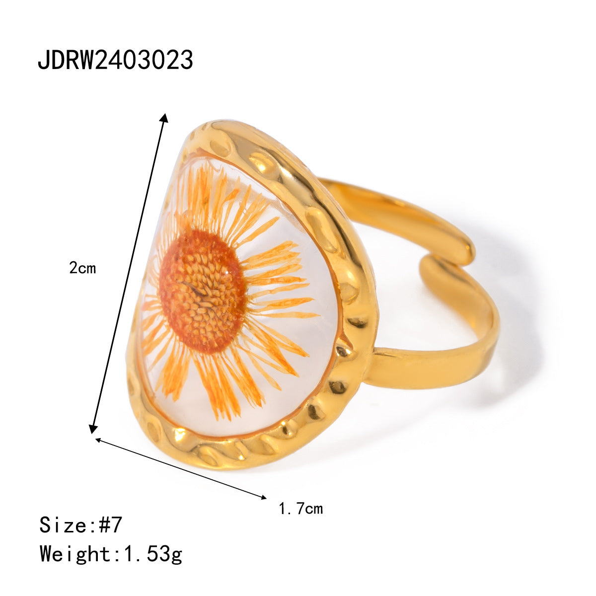 Eternal Golden Sunflower Ring Finger Jewelry Unique Life Flower Gift