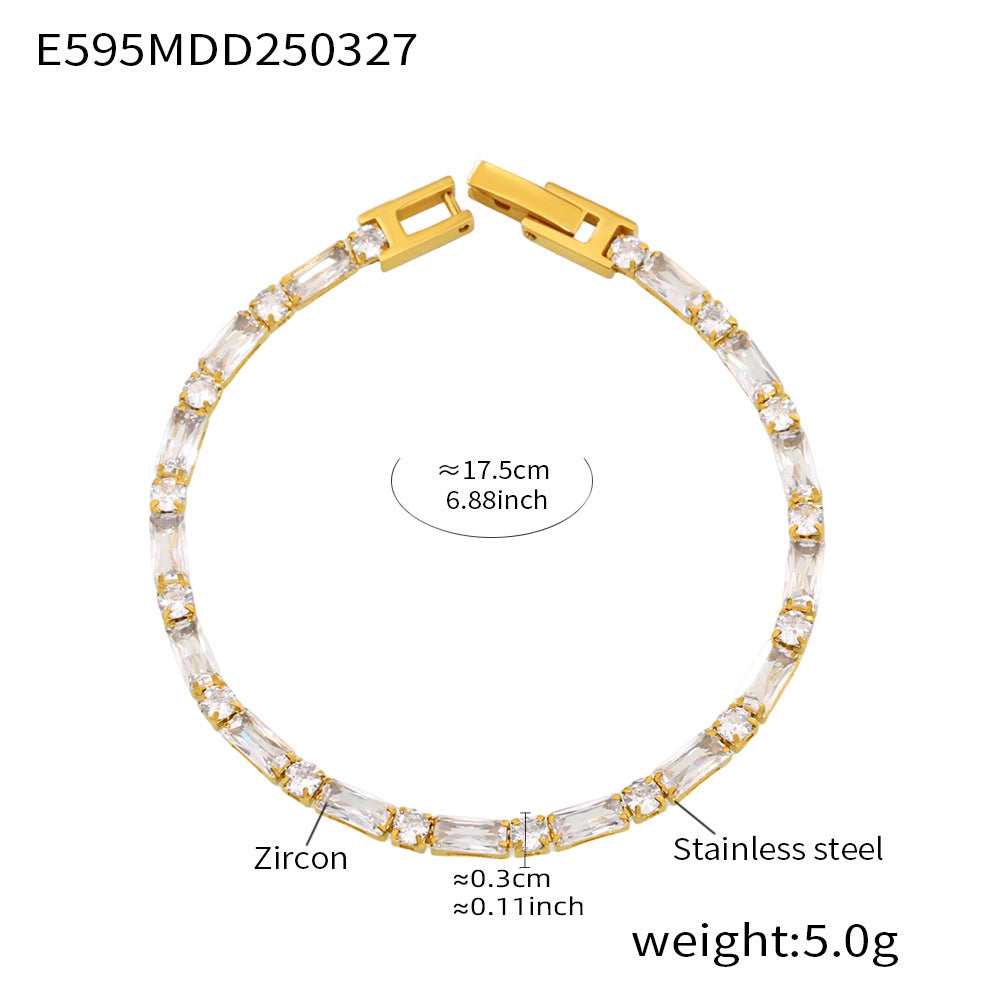 Colorblocked Zirconia Claw Chain Bracelet