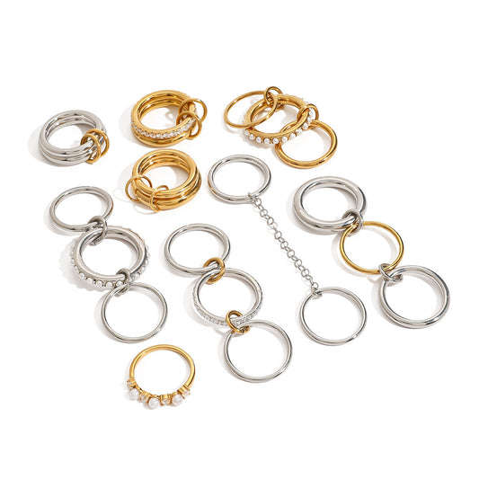 Stacked pearl rings