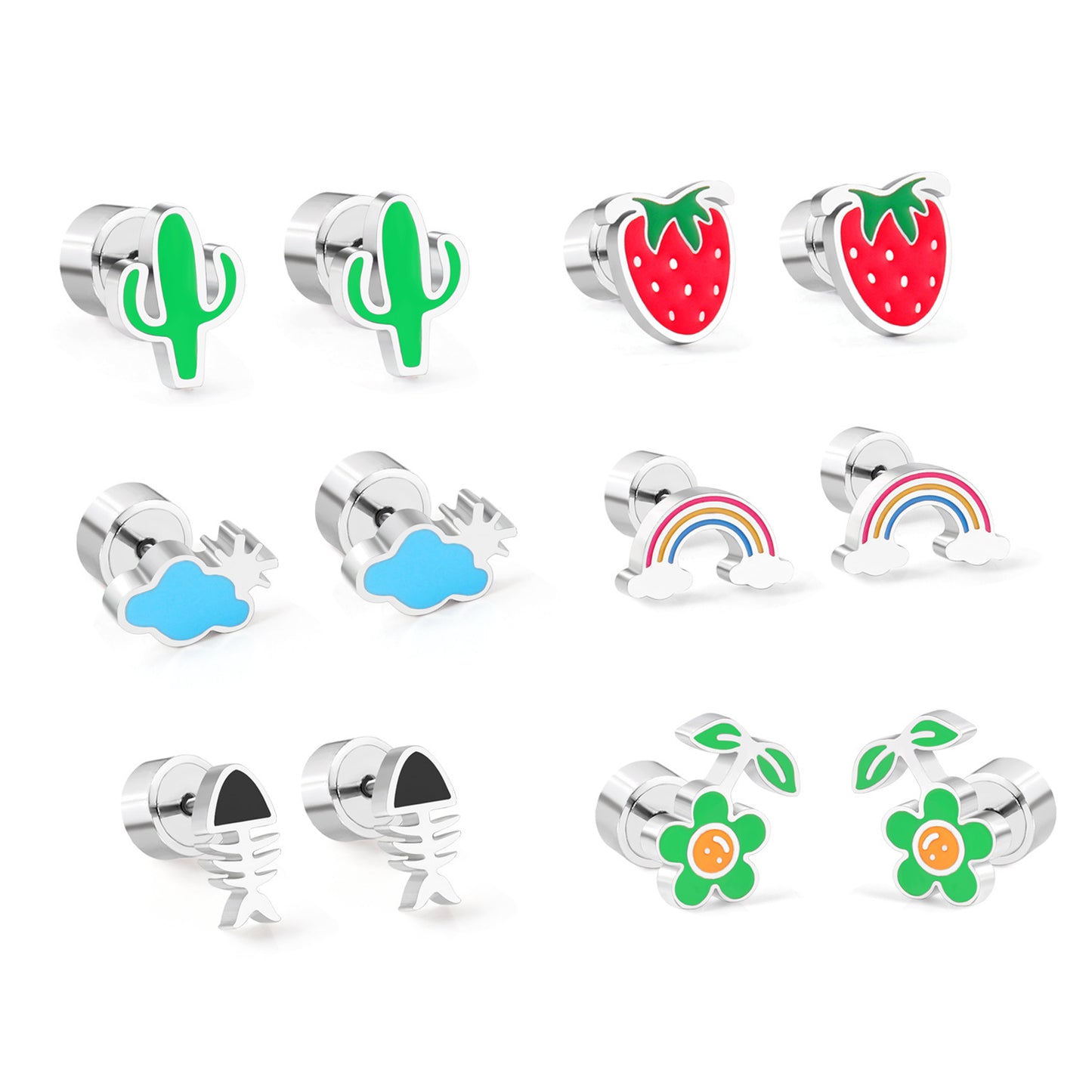 Cute Fruit Botanical Rainbow Earrings