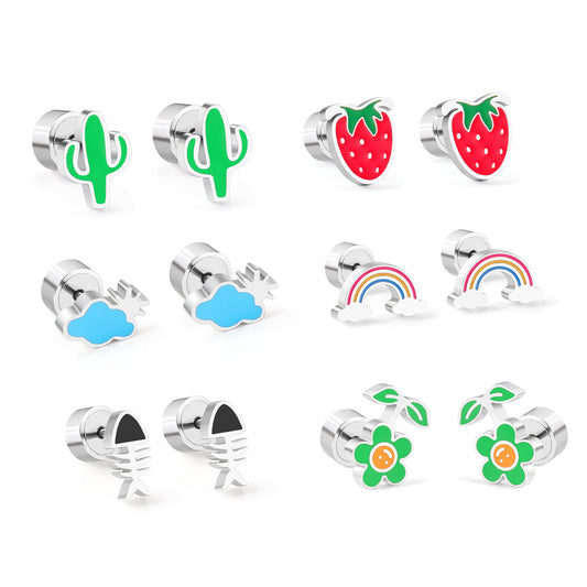 Cute Fruit Botanical Rainbow Earrings
