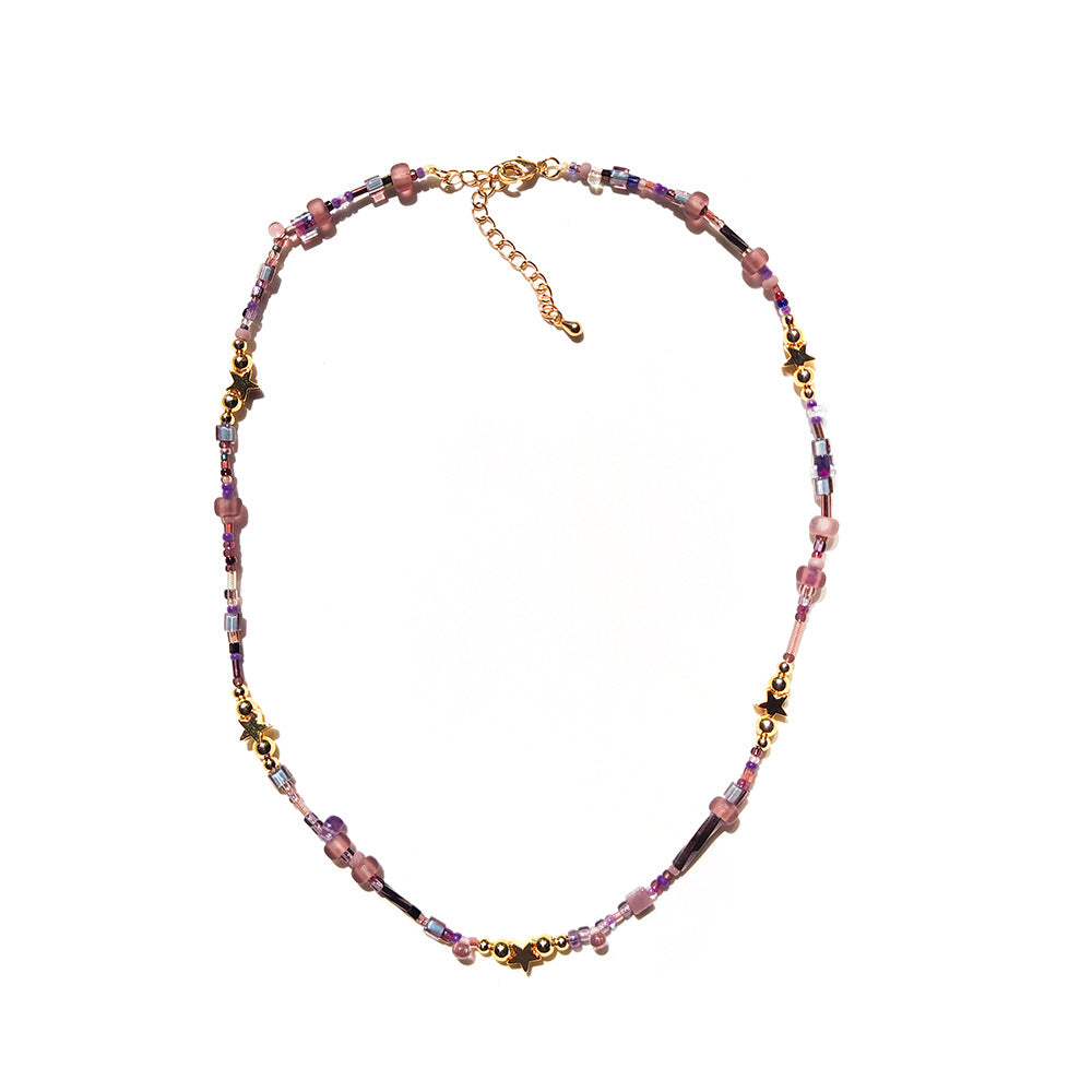 Stained Glass Rice Bead Necklace
