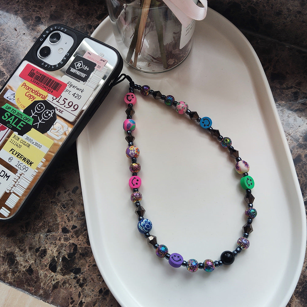 Iridescent Volcanic Stone Phone Chain