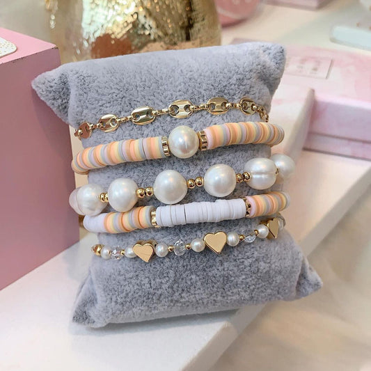 Stacked Soft Pottery Chip Bracelets