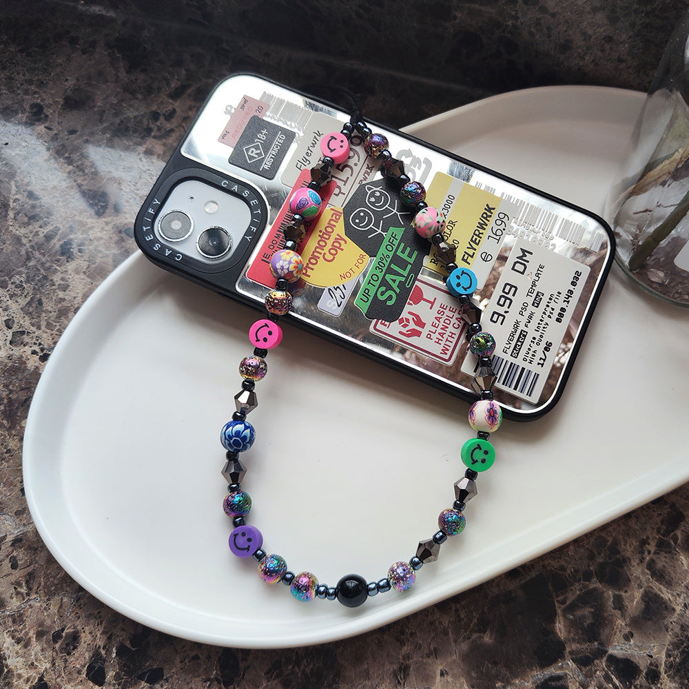 Iridescent Volcanic Stone Phone Chain