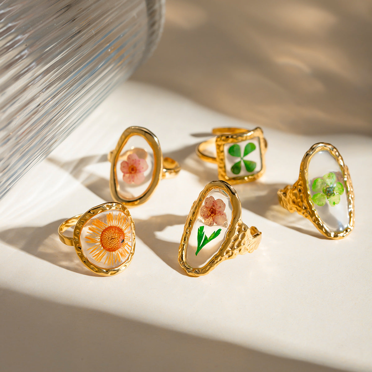 Eternal Golden Sunflower Ring Finger Jewelry Unique Life Flower Gift