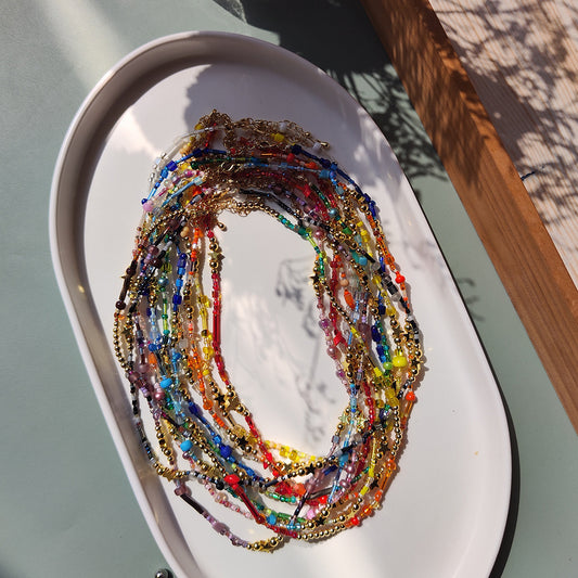Stained Glass Rice Bead Necklace