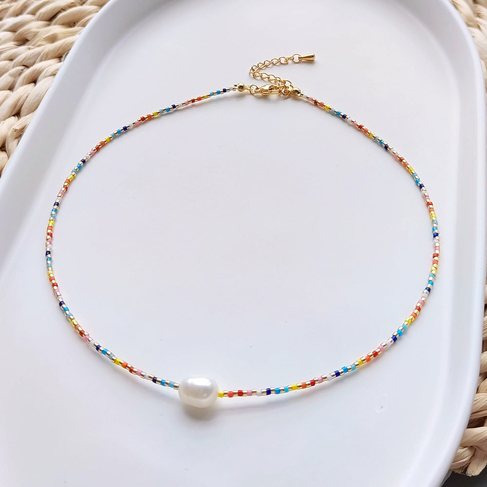 Rice Bead Collarbone Chain