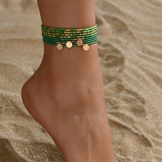 Gold Disc Bead Ankle Chain
