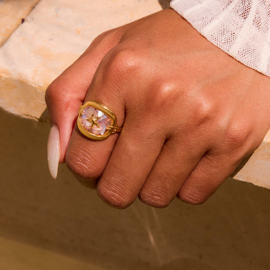 Ocean Resort Pink Crushed Shell Ring