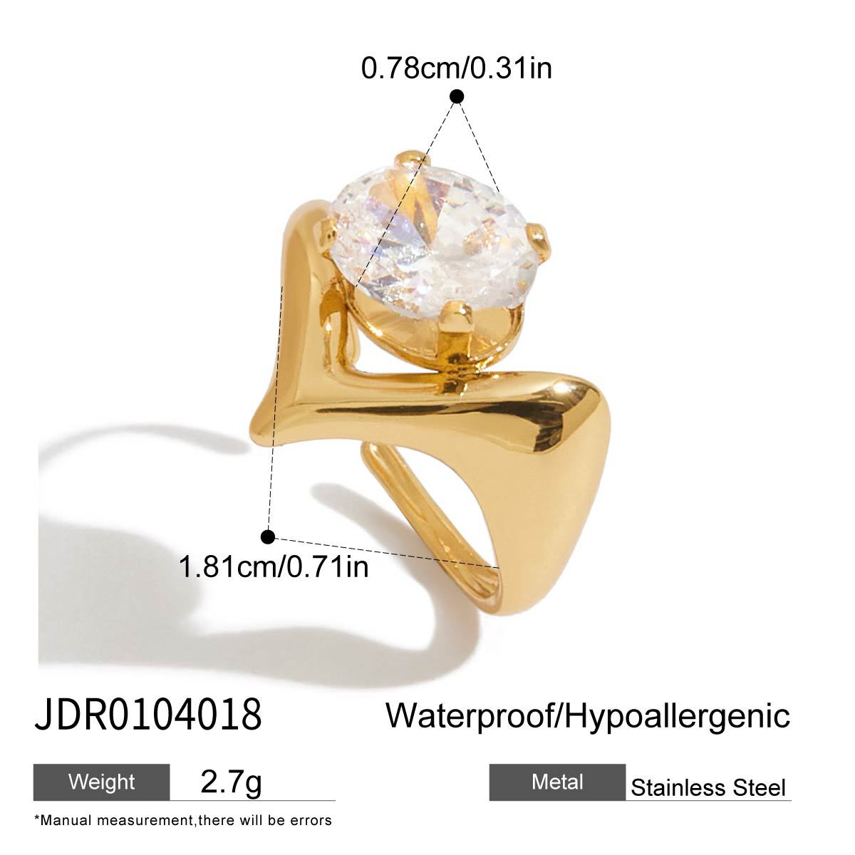 Oval White Zirconia Ring