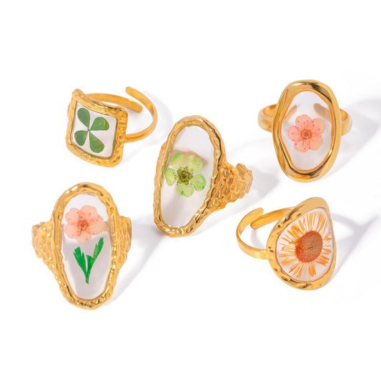 Eternal Golden Sunflower Ring Finger Jewelry Unique Life Flower Gift