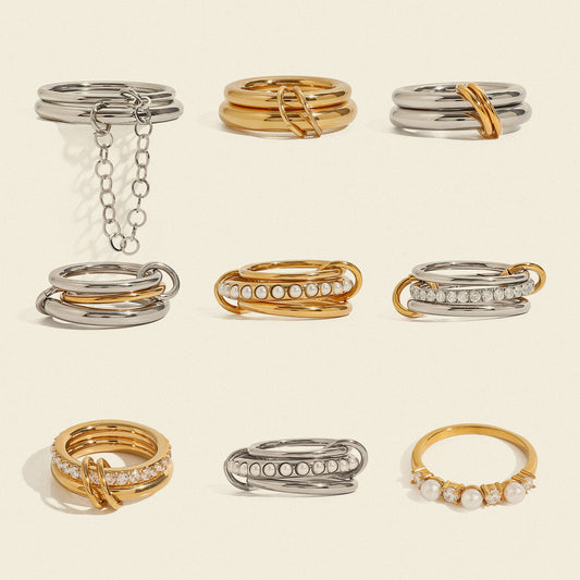 Stacked pearl rings