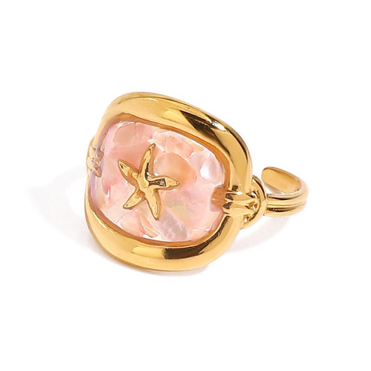 Ocean Resort Pink Crushed Shell Ring