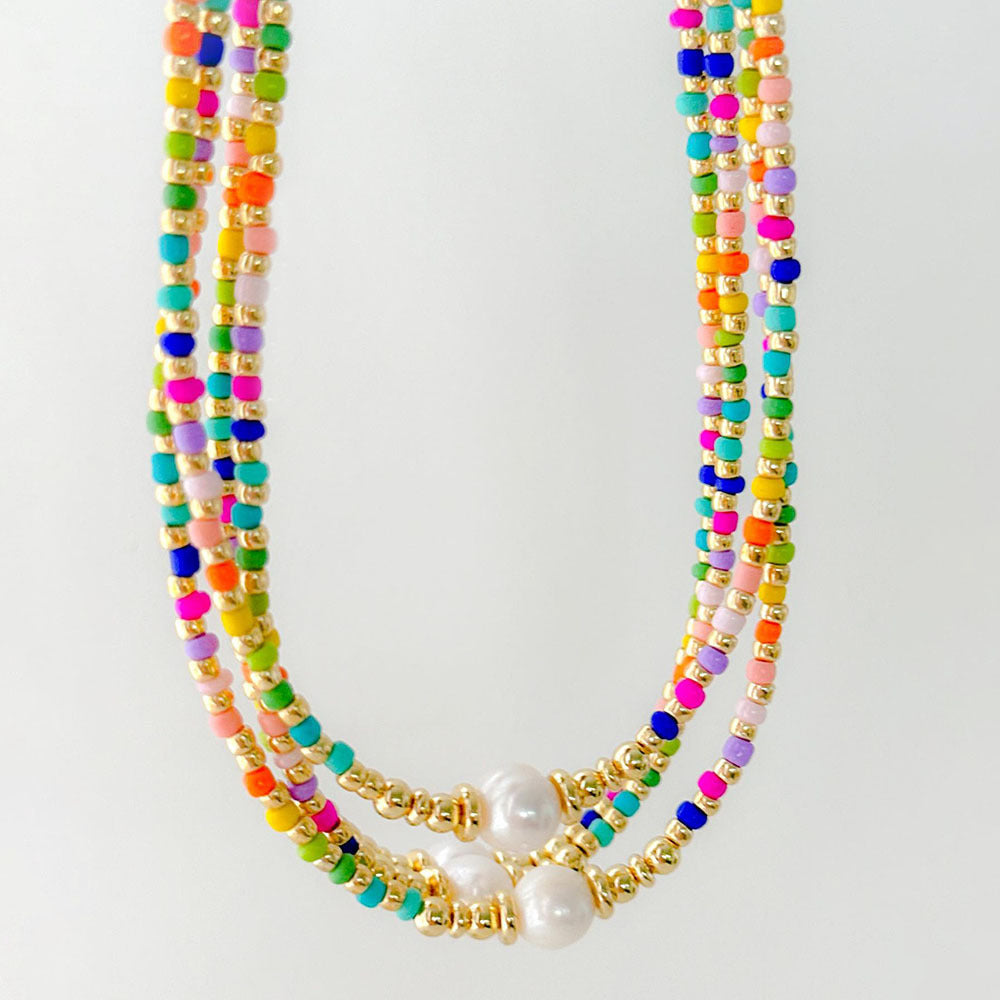 Stained Glass Rice Bead Necklace