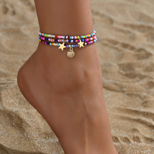Star Shell Rice Bead Anklet