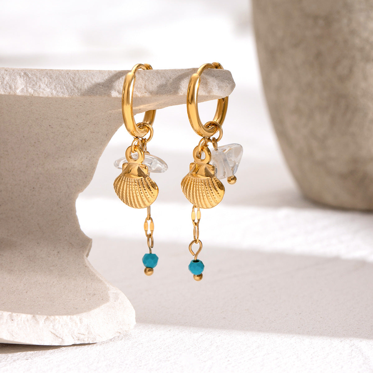 Shell ear clips earrings