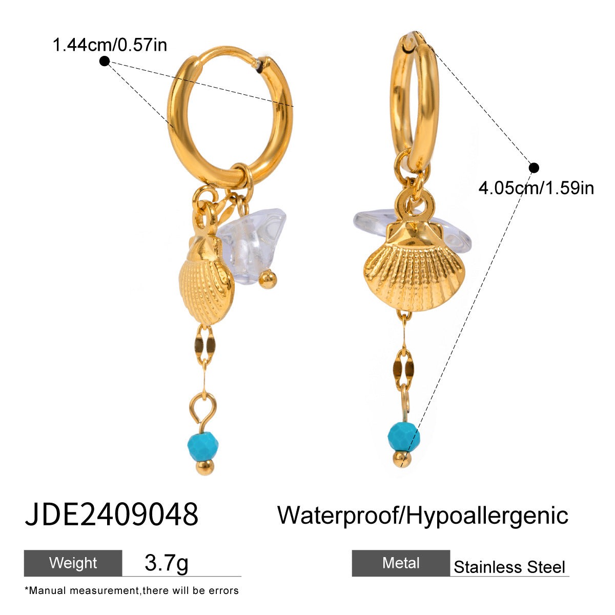 Shell ear clips earrings
