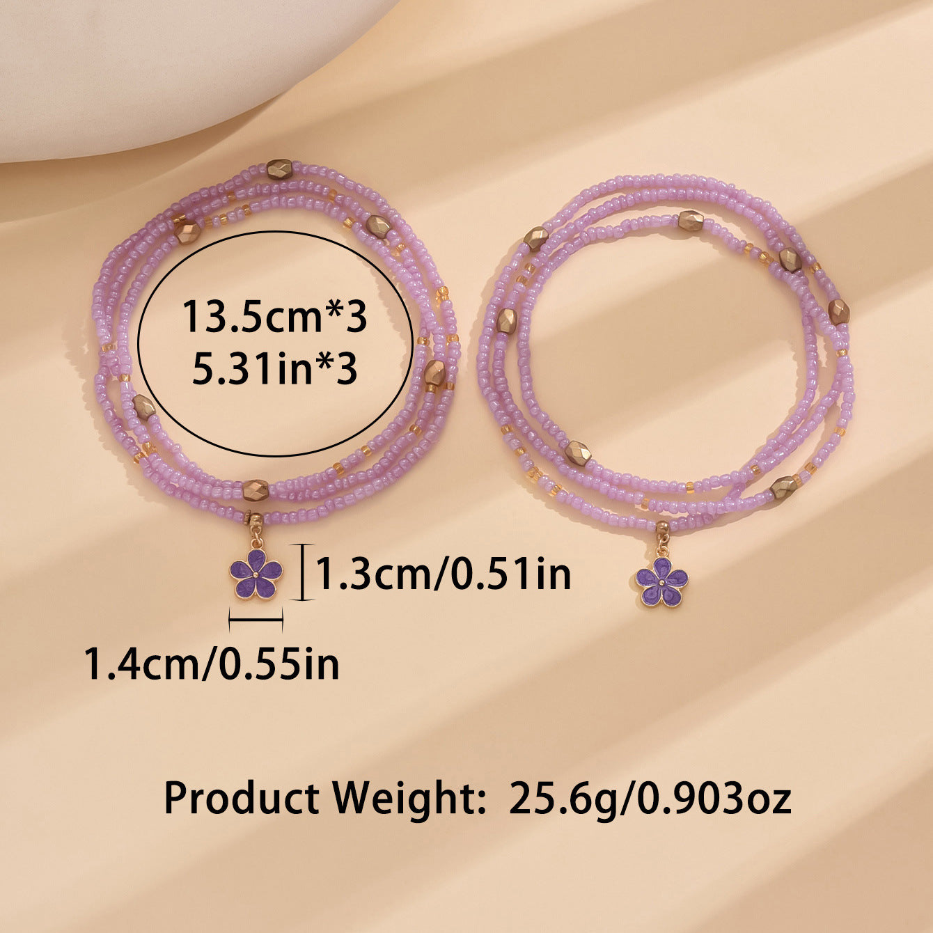 Purple Flower Bead Ankle Chain