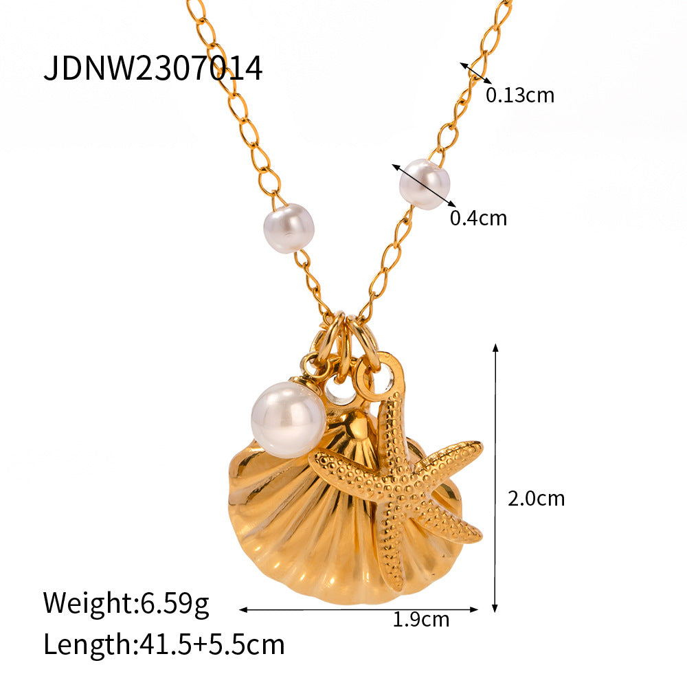 Titanium Steel Shell Pearl Necklace