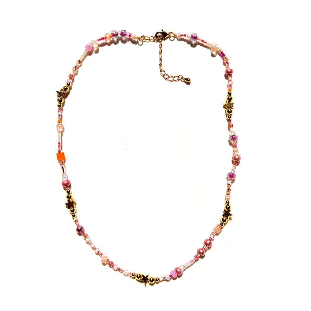 Stained Glass Rice Bead Necklace