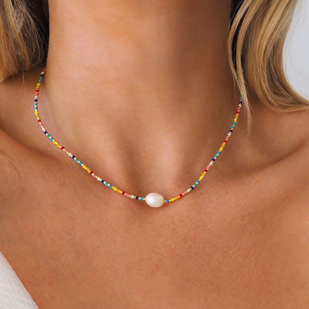 Rice Bead Collarbone Chain