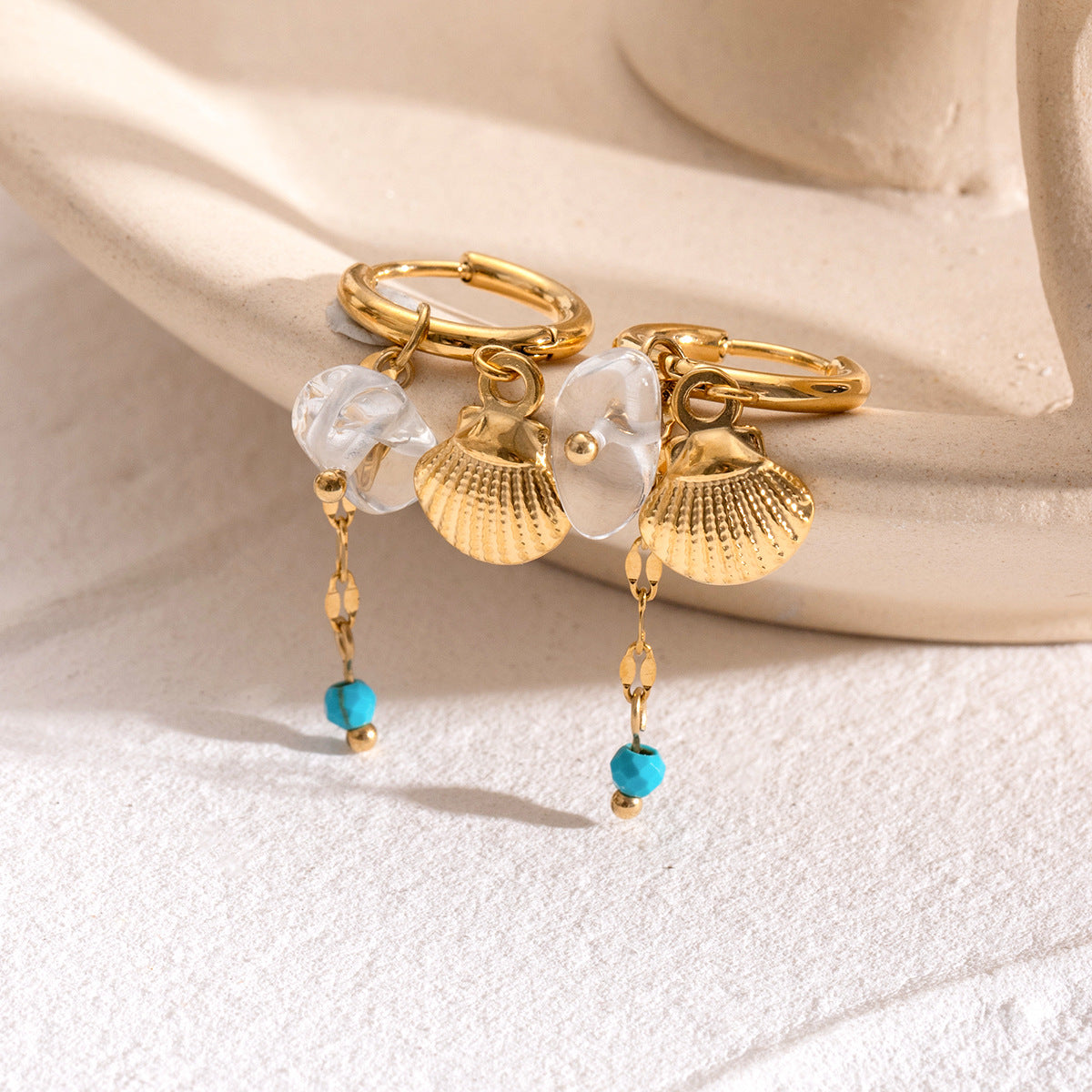 Shell ear clips earrings