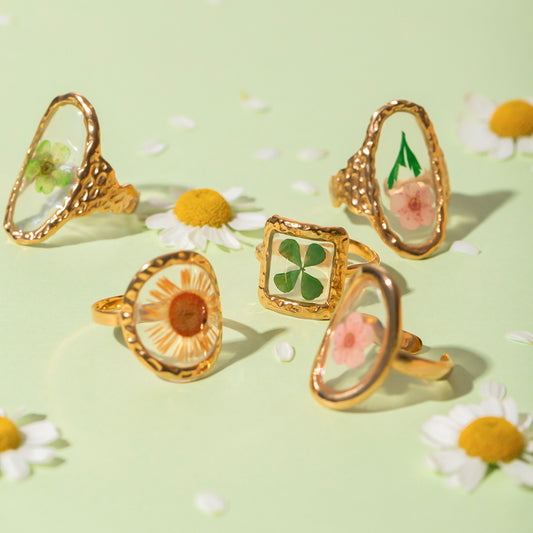 Eternal Golden Sunflower Ring Finger Jewelry Unique Life Flower Gift