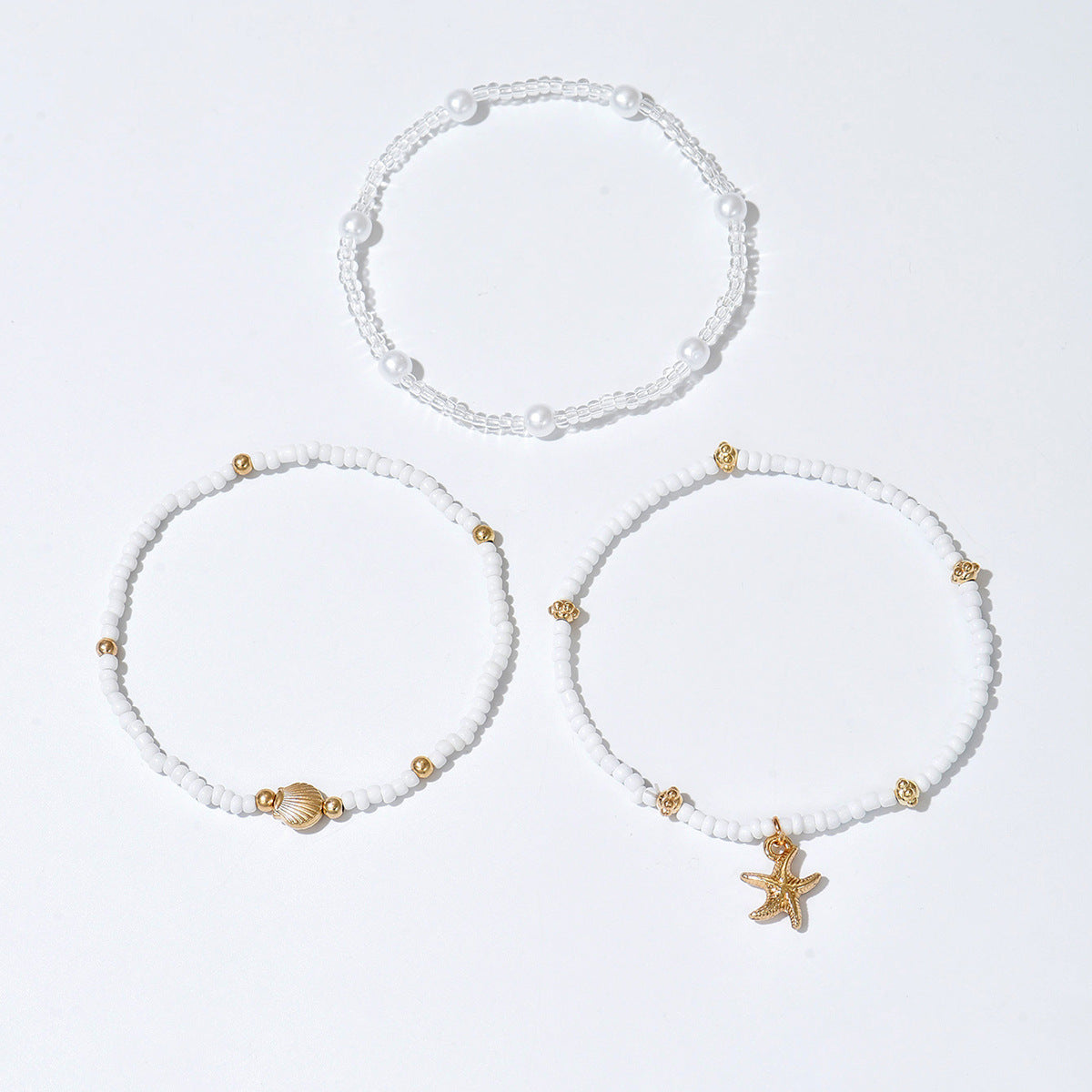 Boho Starfish Seashell Rice Bead Anklet