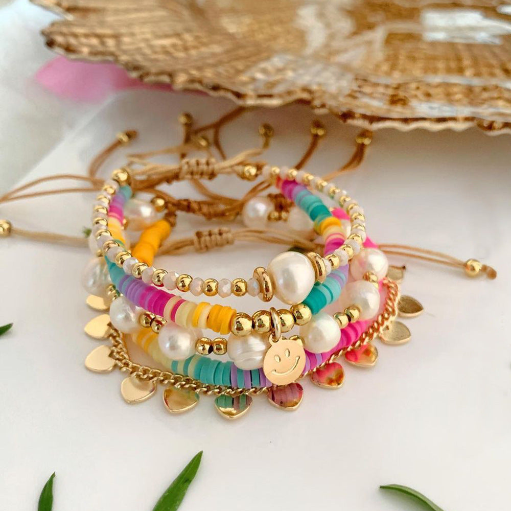 Rainbow Soft Pottery Chip Bracelet