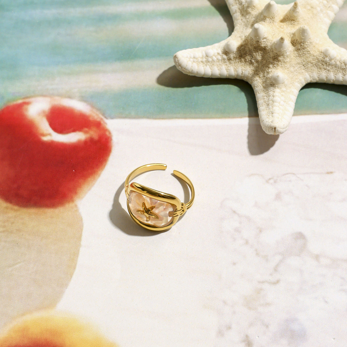 Ocean Resort Pink Crushed Shell Ring