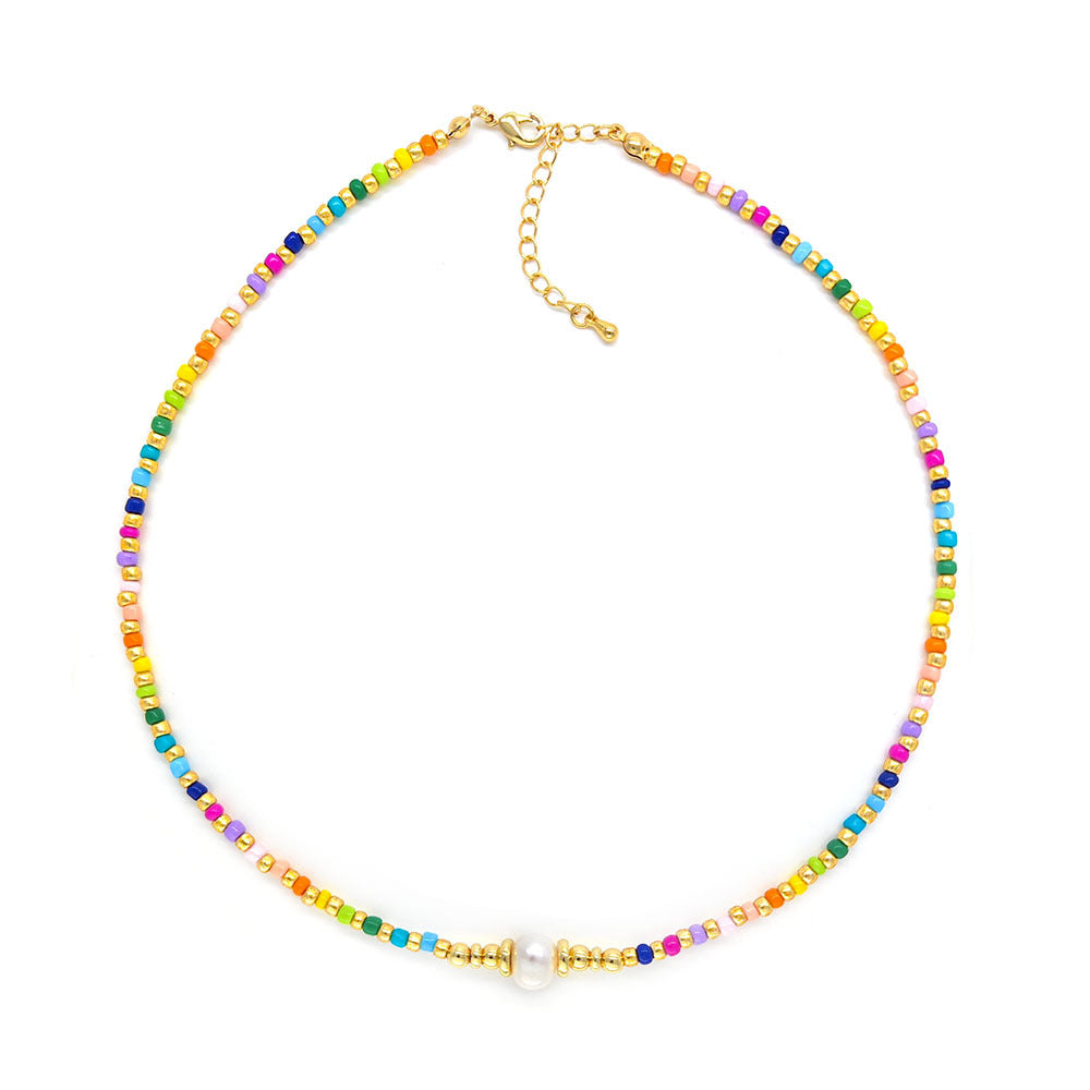 Stained Glass Rice Bead Necklace
