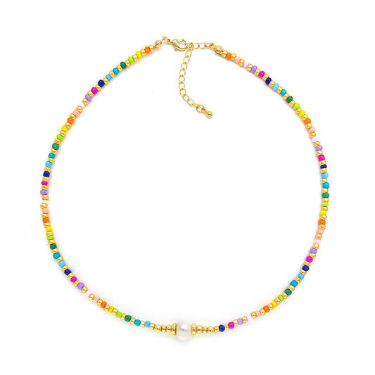 Stained Glass Rice Bead Necklace