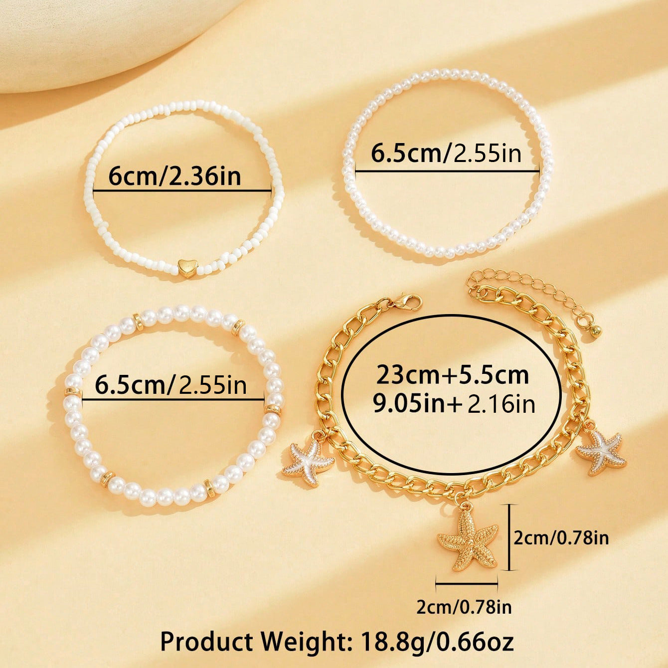 Gold Starfish Pendant with Pearl Anklet