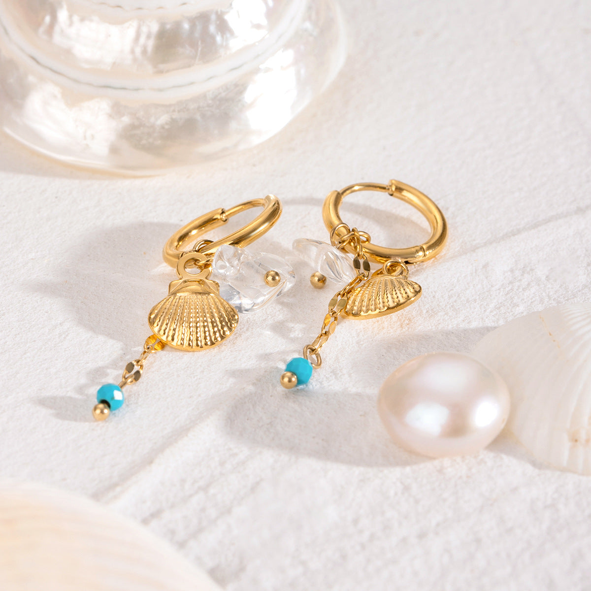 Shell ear clips earrings