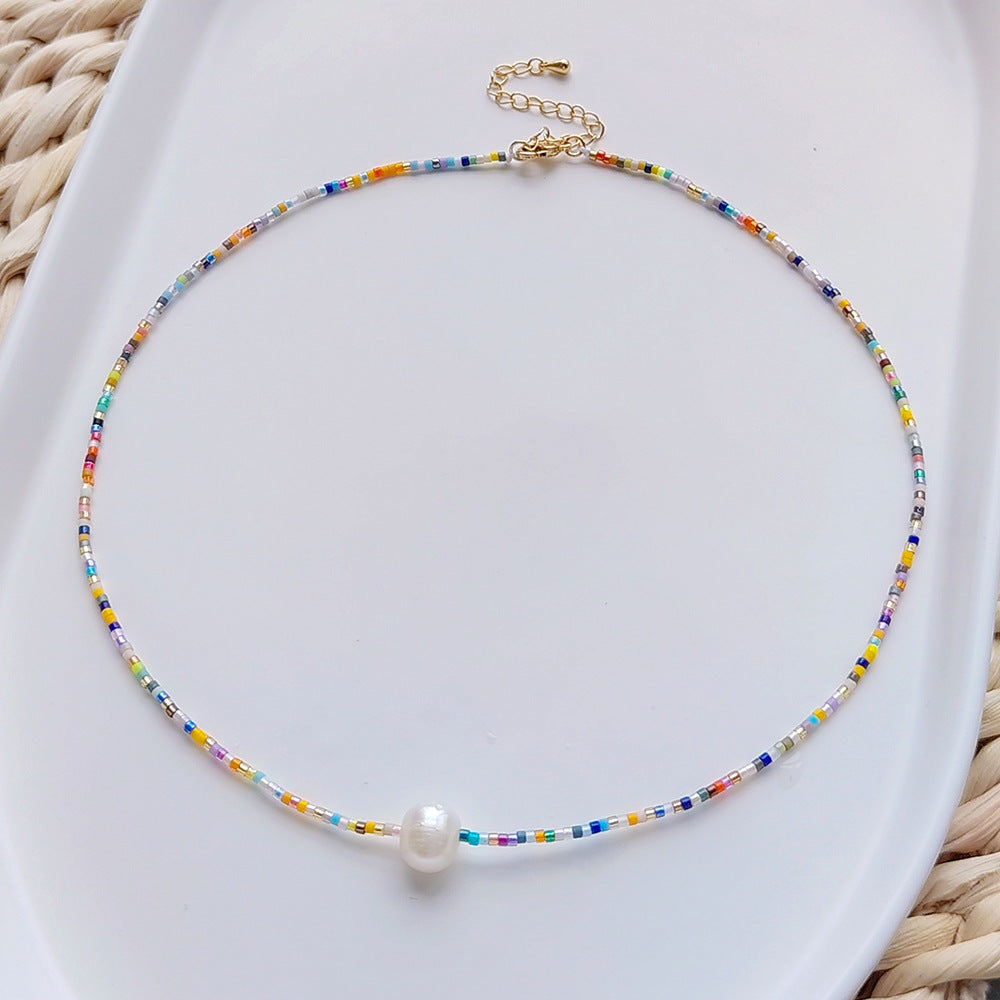 Rice Bead Collarbone Chain